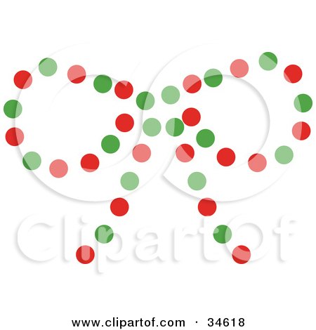 Clipart Illustration of a Christmas Bow Made Of Red And Green Dots by OnFocusMedia