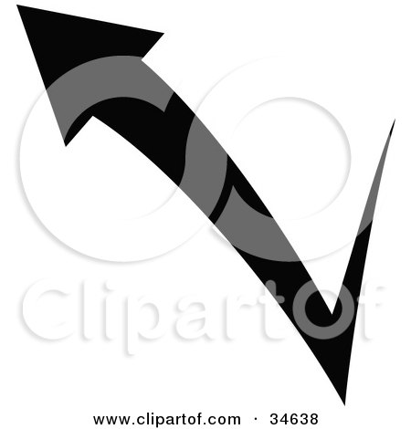 Clipart Illustration of a Black Arrow Checkmark Pointing To The Left by OnFocusMedia