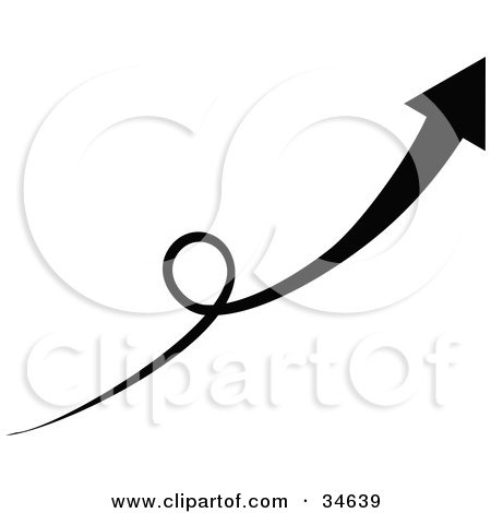 Clipart Illustration of a Black Arrow Pointing Right After Doing A Loop by OnFocusMedia