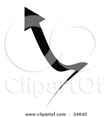 Clipart Illustration of a Confused Black Arrow Pointing Left After Nearly Going Right by OnFocusMedia