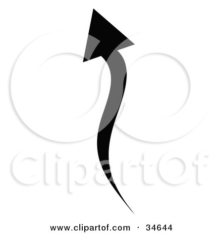 Clipart Illustration of a Black Curvy Arrow Pointing Upwards by OnFocusMedia