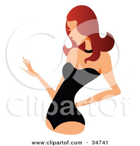 Clipart Illustration of a Faceless Caucasian Woman With Long Red Hair, Wearing A Bodice by OnFocusMedia