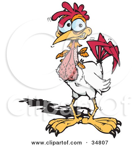 Clipart Illustration of a Nervous Cock Shaking by Dennis Holmes Designs