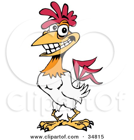 Clipart Illustration of a Smiling Handsome White Cock With A Gold Tooth by Dennis Holmes Designs
