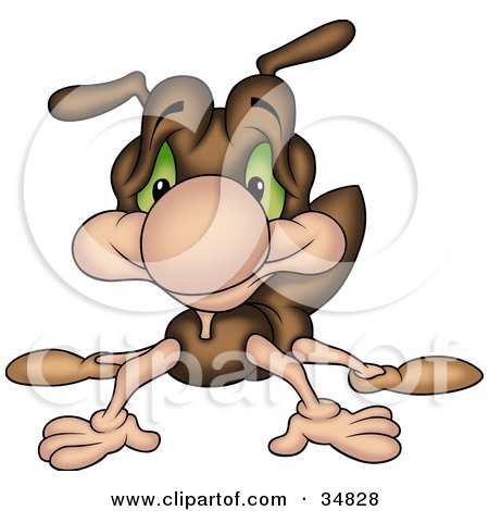 Clipart Illustration of a Cute Brown Ant Character Doing The Splits by dero