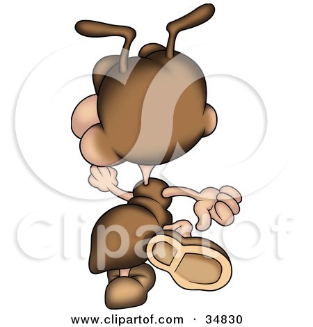 Clipart Illustration of a Cute Brown Ant Character Walking Away by dero
