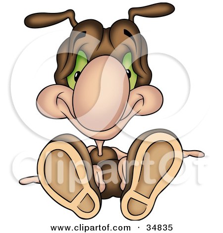 Clipart Illustration of a Fallen Cute Brown Ant Character by dero