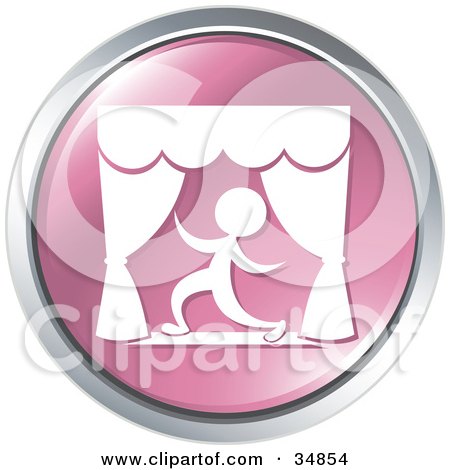 Clipart Illustration of a Dramatic Actor Kneeling During A Play On A Pink Website Button by Alexia Lougiaki