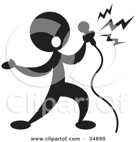 Clipart Illustration of a Silhouetted Singer With A Microphone by Alexia Lougiaki
