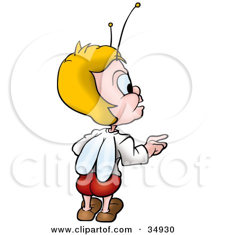 Clipart Illustration of a Blond Fly Bug In Thought, Facing Away And Looking Right by dero