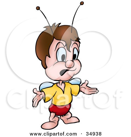 Clipart Illustration of a Disappointed Fly Character Holding His Arms Out by dero