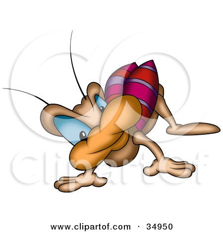 Clipart Illustration of a Sneaky Beetle Down On The Ground, Looking Upwards by dero