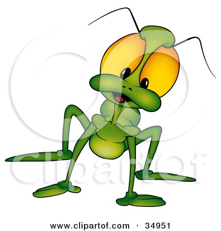 Clipart Illustration of a Green Beetle With Big Yellow Eyes, Looking Curiously At The Viewer by dero