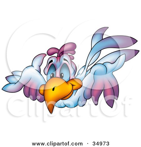 Clipart Illustration of a Flying Blue And Purple Bird With Blue Eyes by dero
