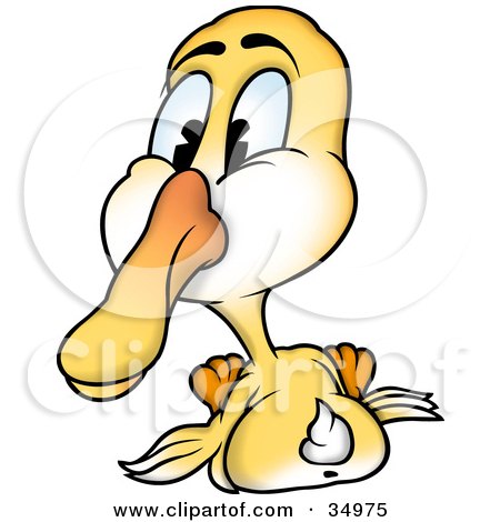 Clipart Illustration of a Funny Duckling With A Long Beak by dero