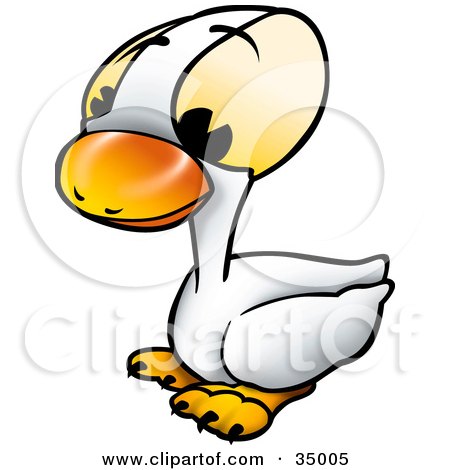 Clipart Illustration of a Cute White Duckling With Big Yellow Eyes by dero