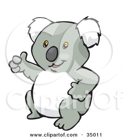 Clipart Illustration of a Friendly Koala Bear Waving by Dennis Holmes Designs