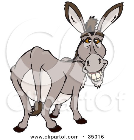 Clipart Illustration of a Happy Gray Donkey Looking Back by Dennis Holmes Designs