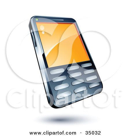 Clipart Illustration of a Cell Phone With An Orange Screen by beboy