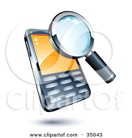 Clipart Illustration of a Magnifying Glass On A Cellphone by beboy