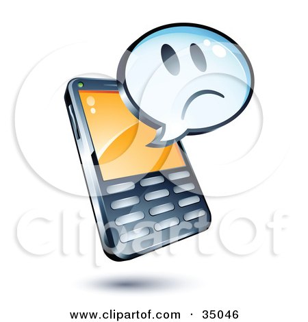 Clipart Illustration of a Sad Face On An Instant Messenger Window Over A Cell Phone by beboy