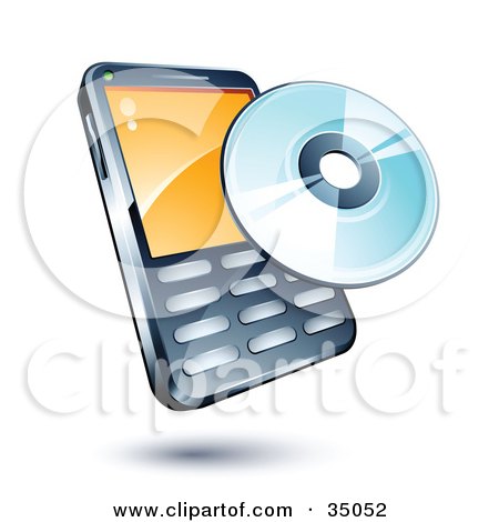 Clipart Illustration of a Disc On A Cellphone by beboy