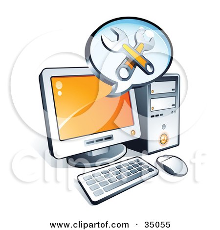 Clipart Illustration of Wrenches On An Instant Messenger Window Over A Desktop Computer Screen by beboy