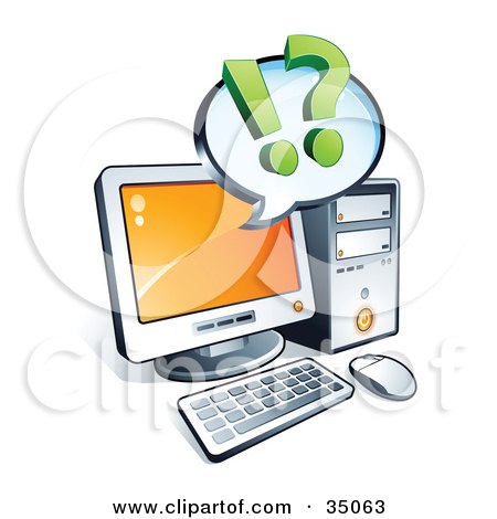 Clipart Illustration of Punctuation On An Blank Instant Messenger Window Over A Desktop Computer Screen by beboy