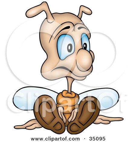 Clipart Illustration of a Confused Little Fly With Blue Eyes, Sitting On The Ground by dero