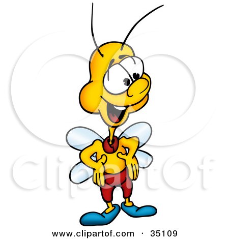 Clipart Illustration of a Friendly Yellow Fly With His Hands On His Hips by dero