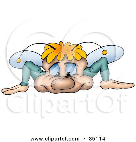 Clipart Illustration of a Weak Little Fly Trying To Attempt A Push Up by dero