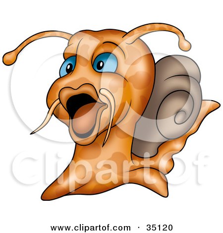 Clipart Illustration of a Whiskered Water Snail With Blue Eyes by dero
