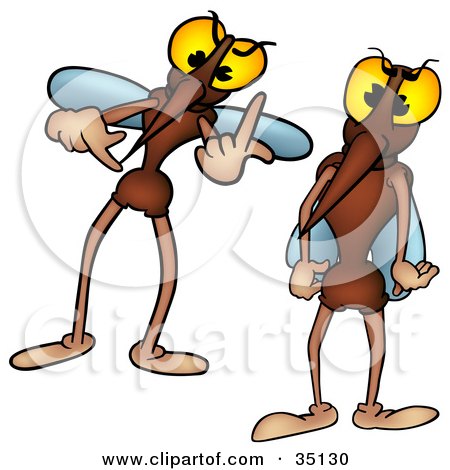 Clipart Illustration of Two Mean Mosquitoes by dero