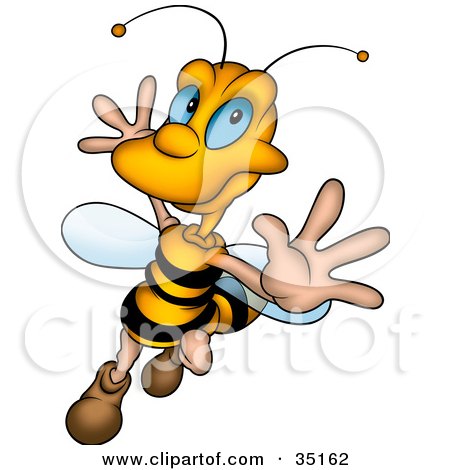 Clipart Illustration of a Flamboyant Honey Bee Dancing And Flying by dero