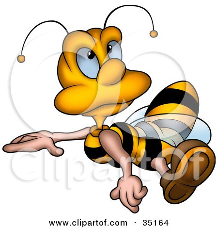 Clipart Illustration of a Little Honey Bee Flying And Looking Upwards by dero