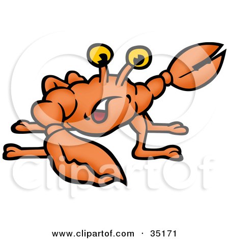 Clipart Illustration of a Stressed Orange Crab Gesturing With His Claws by dero