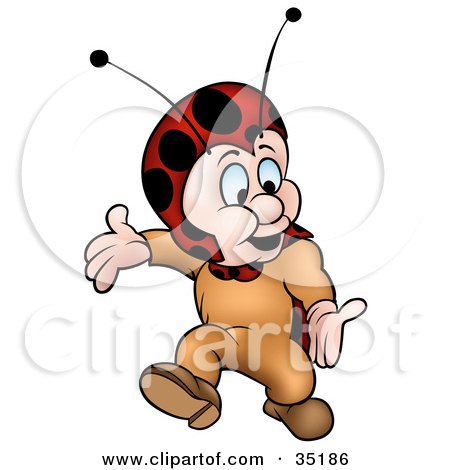 Clipart Illustration of a Little Ladybug Character Walking And Gesturing With His Arms by dero