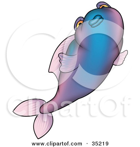 Clipart Illustration of a Gradient Blue And Purple Fish Swimming Upwards by dero