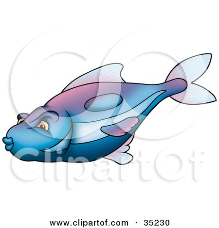 Clipart Illustration of a Gradient Blue And Purple Fish by dero