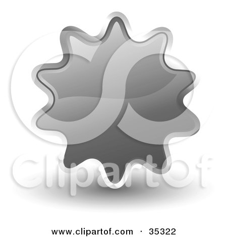 Clipart Illustration of a Shiny, Gray, Starburst Shaped Web Design Internet Button Or Icon by KJ Pargeter