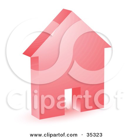 Clipart Illustration of a Red House Icon With A Doorway by KJ Pargeter