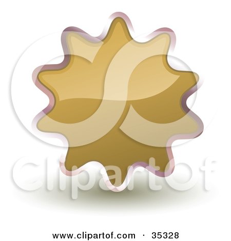 Clipart Illustration of a Shiny, Brown, Starburst Shaped Web Design Internet Button Or Icon by KJ Pargeter