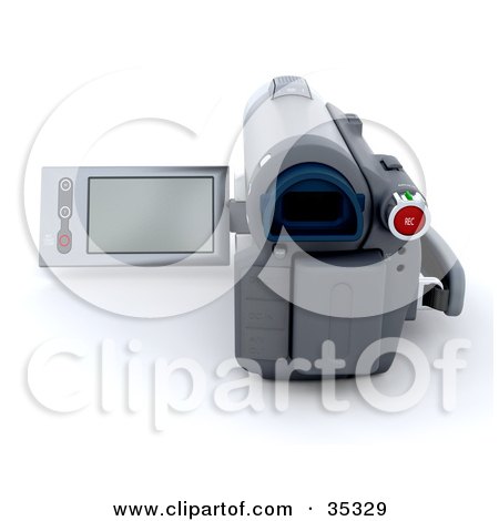 Clipart Illustration of a 3d Personal Cam Corder With The Screen Open, Facing Away by KJ Pargeter