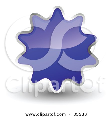 Clipart Illustration of a Shiny, Navy Blue, Starburst Shaped Web Design Internet Button Or Icon by KJ Pargeter