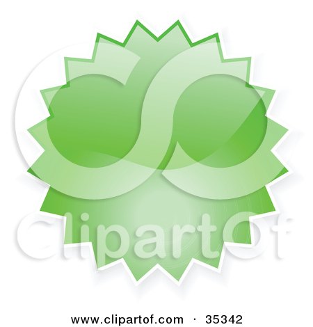 Clipart Illustration of a Green Shiny Starburst Shaped Internet Button Icon by KJ Pargeter