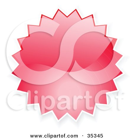 Clipart Illustration of a Red Shiny Starburst Shaped Internet Button Icon by KJ Pargeter