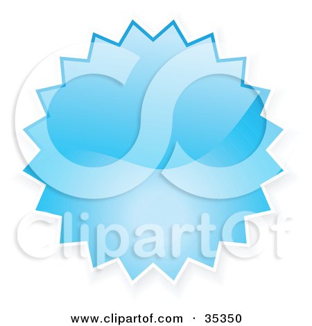 Clipart Illustration of a Blue Shiny Starburst Shaped Internet Button Icon by KJ Pargeter