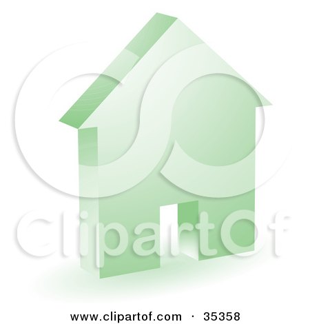 Clipart Illustration of a Green House Icon With A Doorway by KJ Pargeter