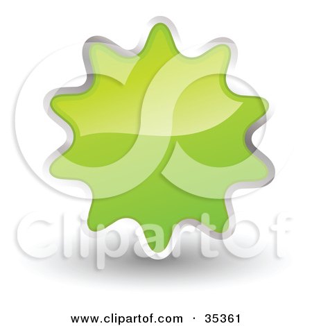 Clipart Illustration of a Shiny, Light Green, Starburst Shaped Web Design Internet Button Or Icon by KJ Pargeter