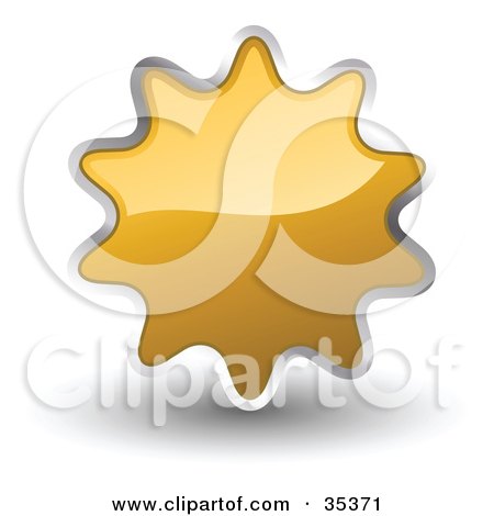 Clipart Illustration of a Shiny, Light Orange, Starburst Shaped Web Design Internet Button Or Icon by KJ Pargeter